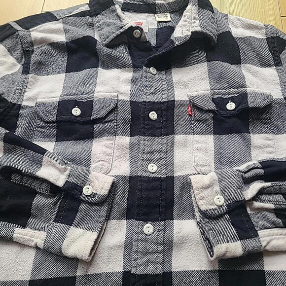 Levi's Classic Plaid Flannel Worker Over Shirt Mens Medium White Cotton  19587 - Picture 2 of 9